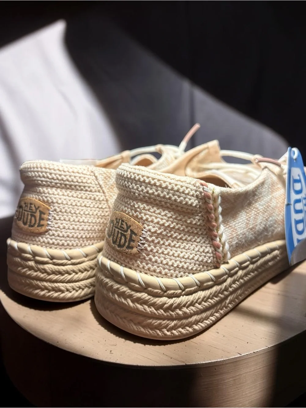 Hey Dude Women's Light Beige Patterned Espadrille Slip-Ons NWT size 9